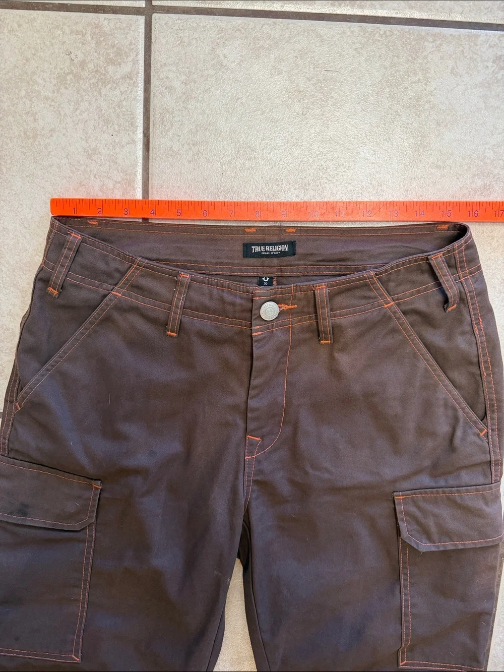 True Religion Brown Cargo Pants Men’s 30 Utility Y2K Streetwear Flap Pocket